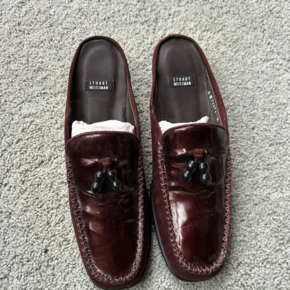 Stuart Weitzman Women’s Dark Red Tassel Loafers